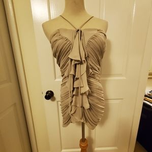 Stone gray ruffled silk top Robert Rodriguez Sz 8
